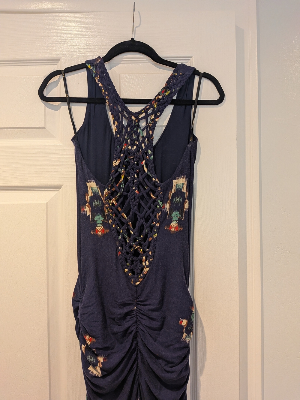 Sky Navy Maxi Dress with Floral Accents - Picture 2 of 4
